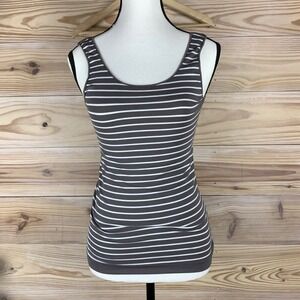 Shimera Tank Top Womens Small Grey Striped Scoop Neck Sleeveless Stretch Active